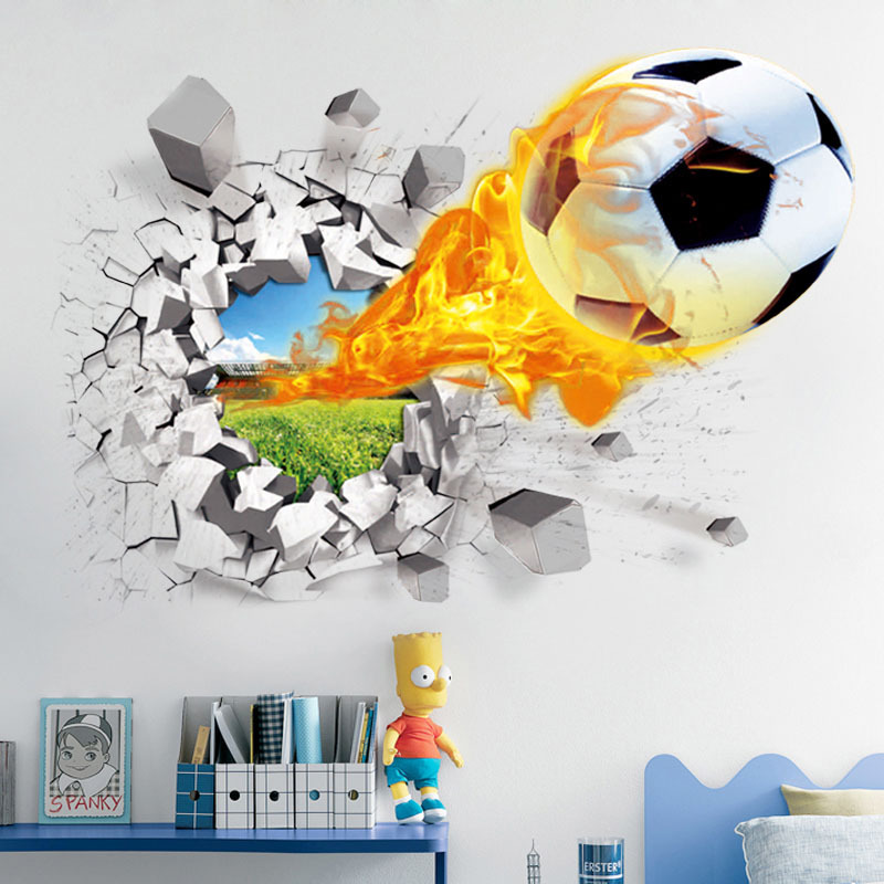 Blister Plaster Sport - 3D Football Broken Wall Sticker For
