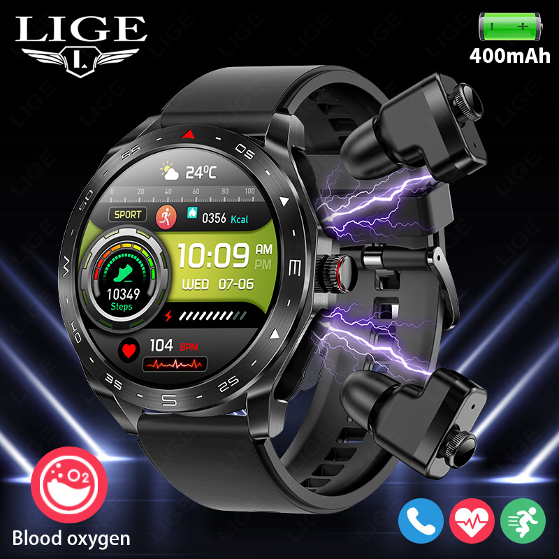 Gps Running Watch - LIGE With Earbuds Bluetooth Headset Smartwatch