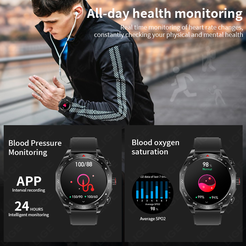 LIGE With Earbuds Bluetooth He - đánh giá và giá Gps Running Watch